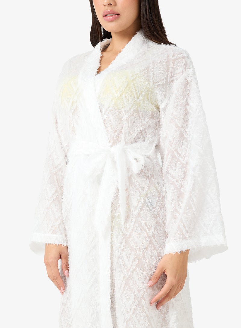 جينجر روب شاطئ بتفاصيل كشكش للأطفال - Image 3